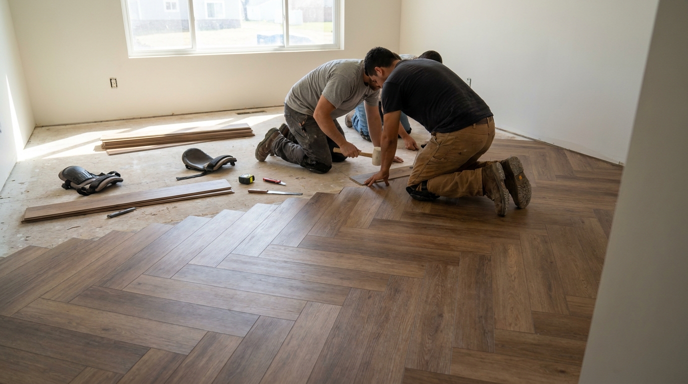Luxury vinyl plank herringbone pattern — BH Flooring Metro Detroit, Metro Detroit, MI